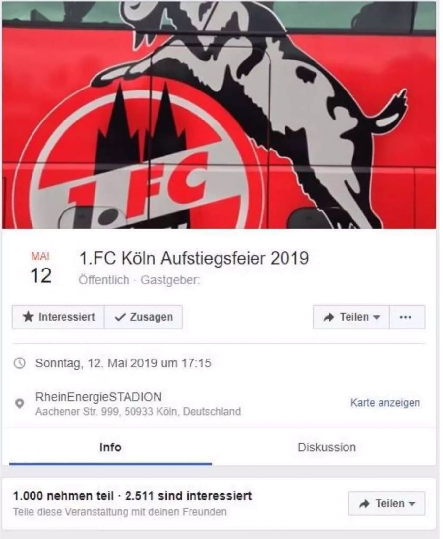 Kölner Fans planen bereits die Wiederaufstiegsfeier nach der Saison 2018/19.