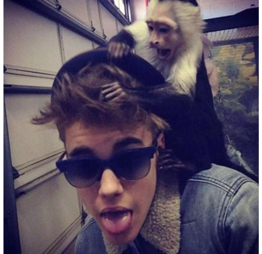 Justin Bieber und sein Äffchen OG Mally.