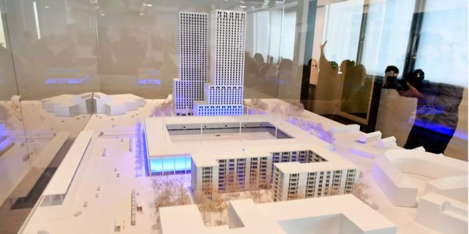 Das Projekt des Fussballstadions Hardturm an einer Medienkonferenz. Das Projekt des Fussballstadions Hardturm an einer Medienkonferenz.