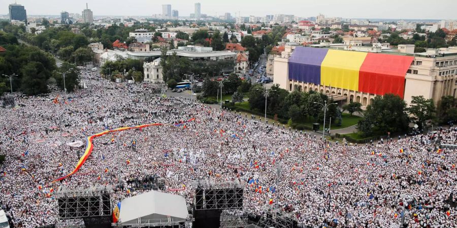 Protest in Rumänien gegen die Regierung.