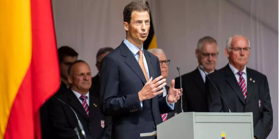 Erbprinz Alois von und zu Liechtenstein spricht am Liechtensteiner Staatsfeiertag am 15. August 2018 in Vaduz.