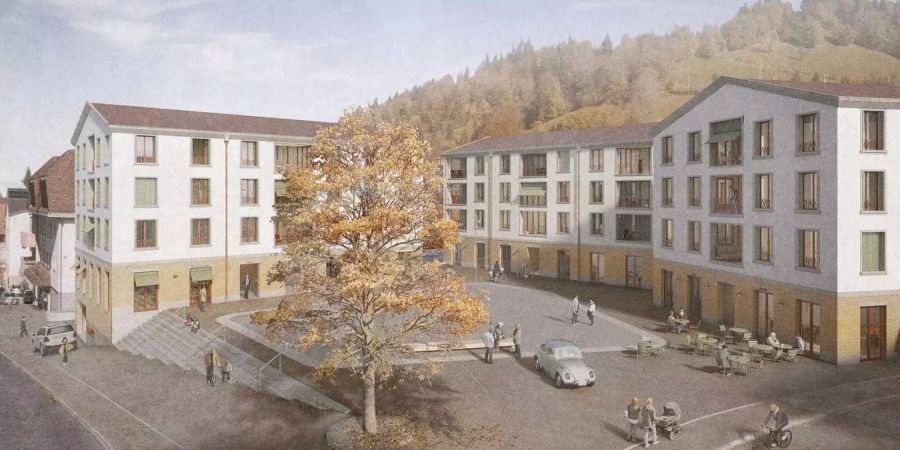 Der neue Dorfkern in Entlebuch soll zu Verweilen einladen.