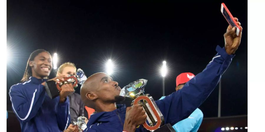 Kandidat für eine Top-Position: Der Brite Mo Farah macht ein Selfie, nachdem er die 5000 Meter bei Weltklasse Zürich gewonnen hat.