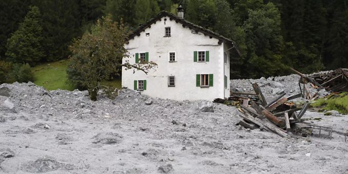 Die Auswirkungen des Klimawandels zeigen sich auch in der Schweiz. Im Bild der Murgang in Bondo (GR). Energie- und Klima-Talks.