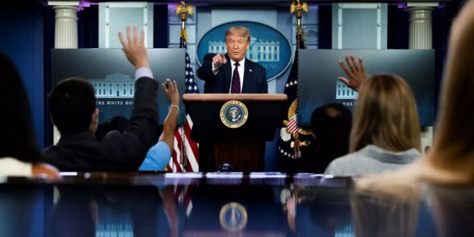 Donald Trump bei seiner Pressekonferenz im Weissen Haus Donald Trump bei seiner Pressekonferenz im Weissen Haus