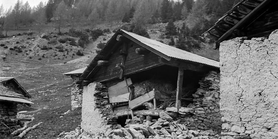 2019 sind in der Schweiz doppelt so viele Erdbeben verspürt worden wie im langjährigen Durchschnitt. Über Schäden wie beim Beben im Januar 1946 am Rawilpass im Kanton Wallis (Bild) wurde aber nichts bekannt.