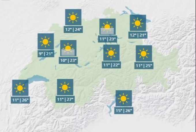 Am Freitag erreichen die Temperaturen wieder verbreitet warme 23 Grad. Meteo Schweiz