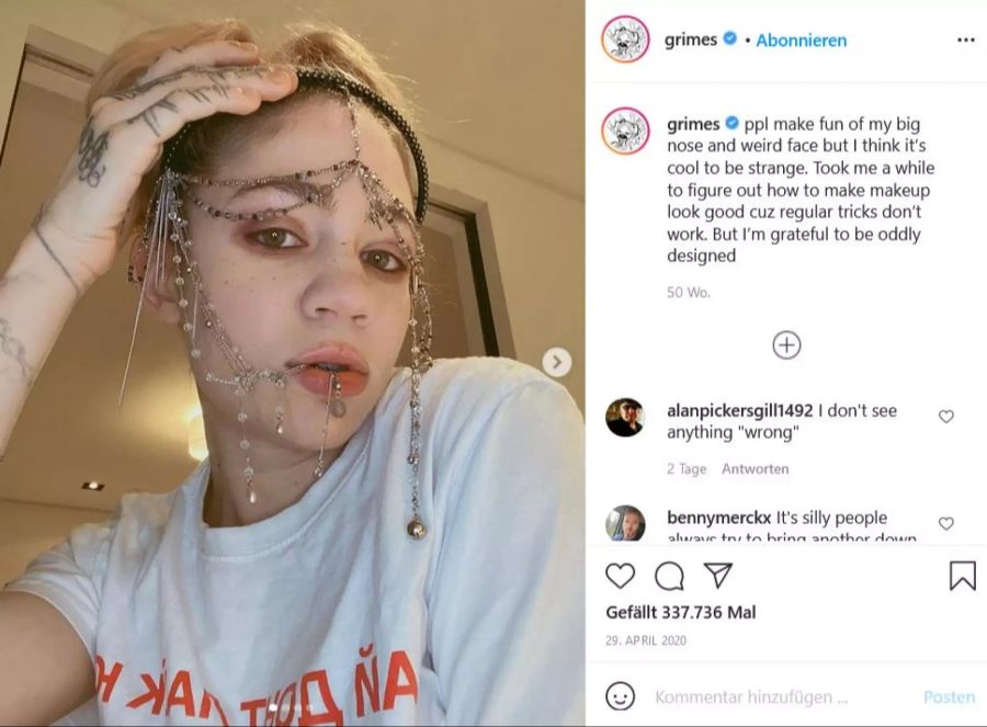 Grimes findet es «cool, komisch zu sein».