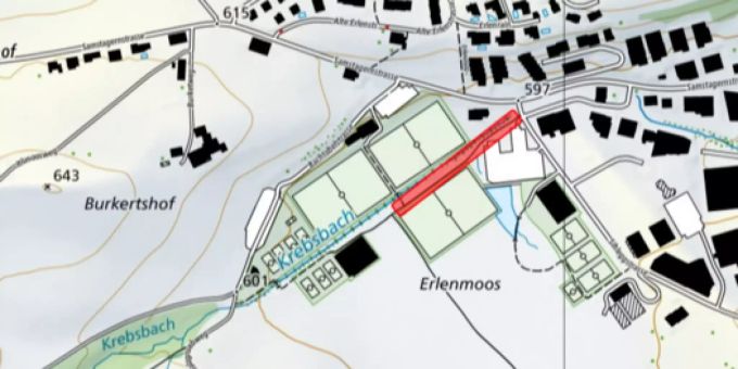 Fussweg im Erlenmoos gesperrt. Wollerau