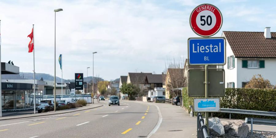 Ortsschild der Gemeinde Liestal BL.