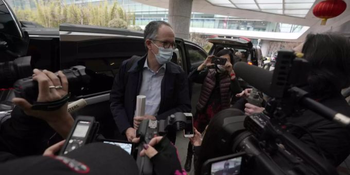 WHO-Experte Peter Ben Embarek am Ende der China-Reise mitte Februar. Coronavirus Ursprung Wuhan Labor