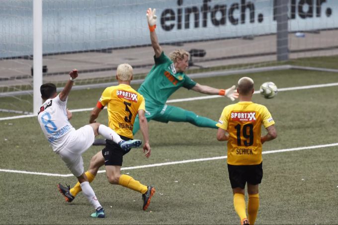 Antonio Marchesano erzielt das 2:0 im Cupfinal 2018 gegen die Berner Young Boys. Antonio Marchesano