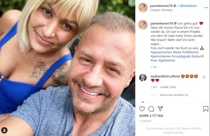 Willi Herren Jasmin: Ob es ein Liebes-Comeback geben wird? Willi Herren