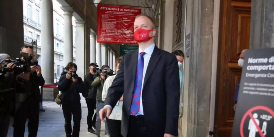 Direktor Eike Schmidt bei der Wiedereröffnung der Uffizien in Florenz. Foto: Luca Moggi/LaPresse via ZUMA Press/dpa