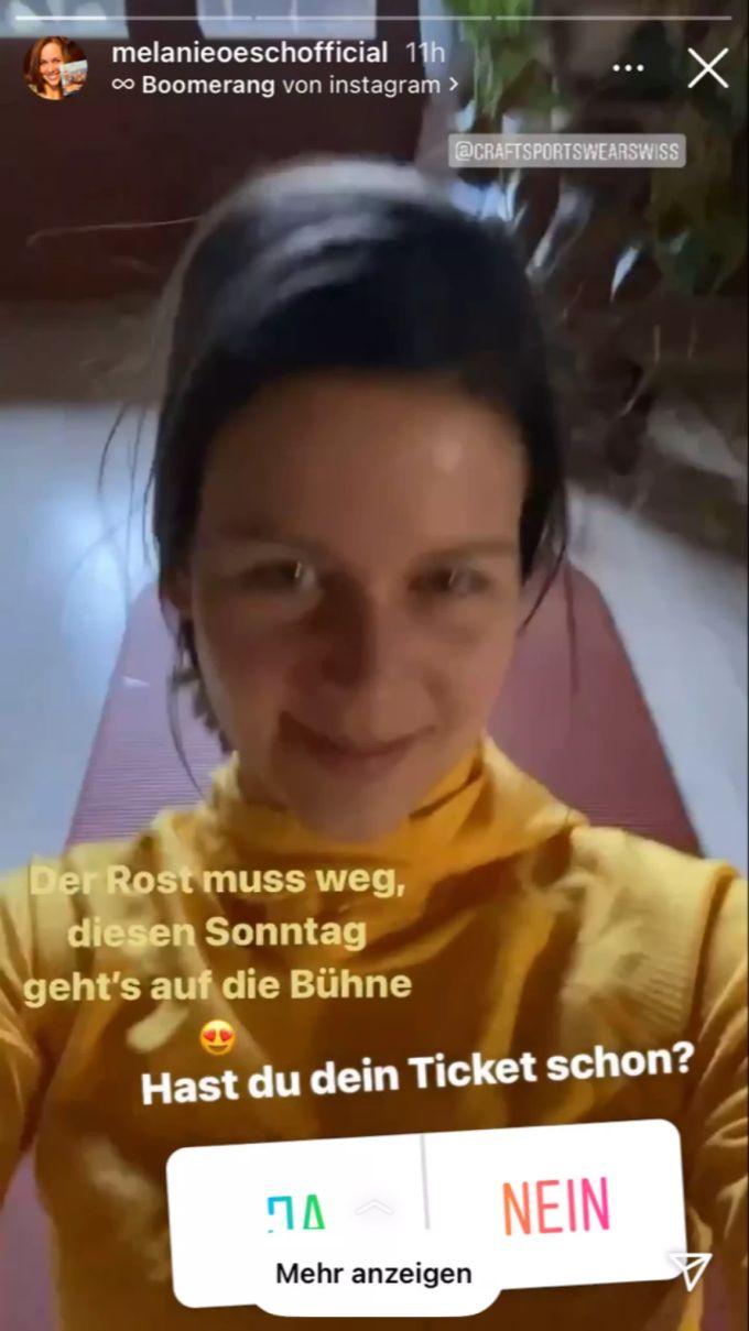 Melanie Oesch zeigt sich beim Sport. melanie oesch