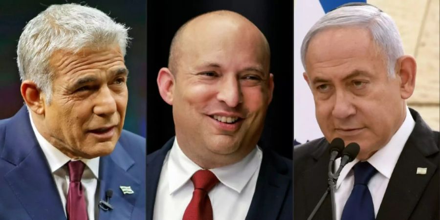 Lapid, Bennett und Netanjahu (v.li.n.re.)