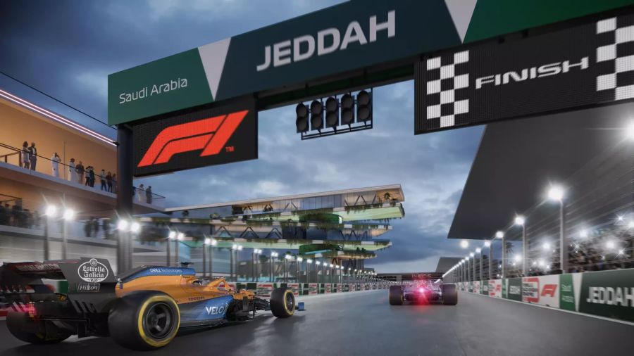 Eine digitale Vorschau auf den geplanten Jeddah Street Circuit, auf dem die Formel 1 im Dezember gastieren soll.