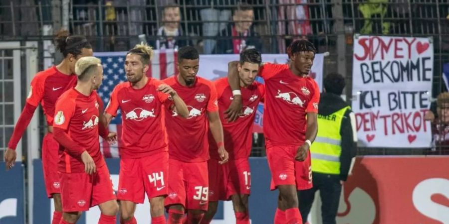 RB Leipzig setzte sich im DFB-Pokal gegen den SV Babelsberg durch. Foto: Andreas Gora/dpa