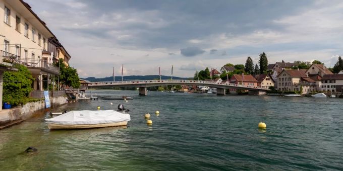Die Rheinbrücke in Stein am Rhein. Die Rheinbrücke in Stein am Rhein.