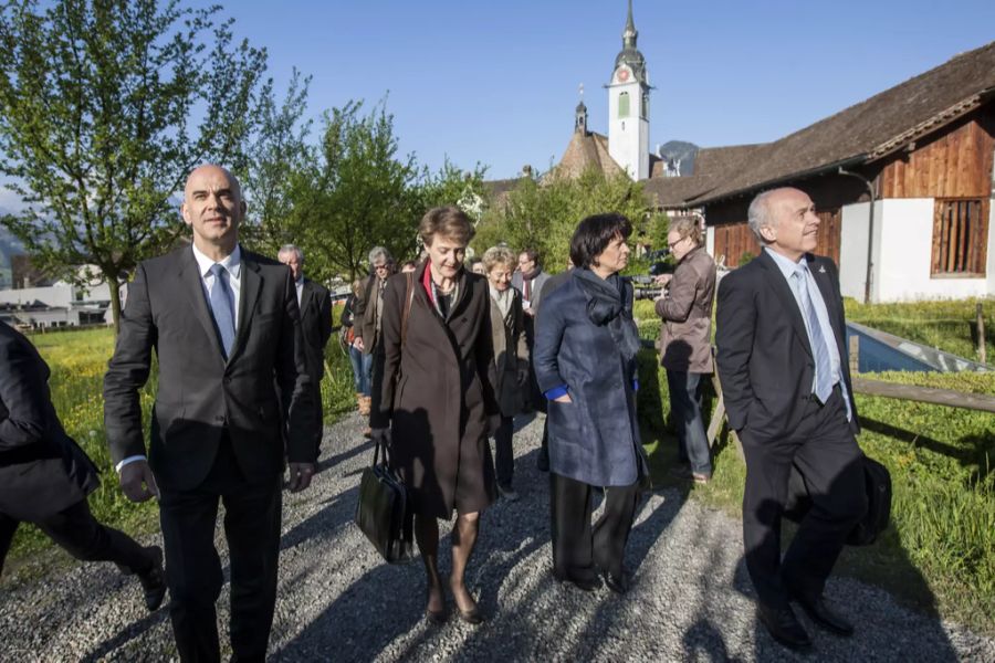 Hier besuchte der damalige Bundesrat im Jahr 2014 die Stadt Schwyz.