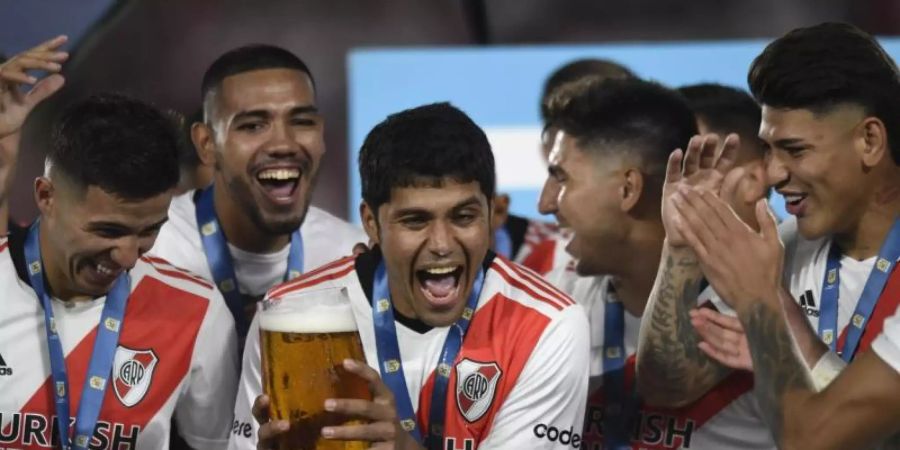 Die Spieler von River Plate feiern die Meisterschaft. Foto: Gustavo Garello/AP/dpa