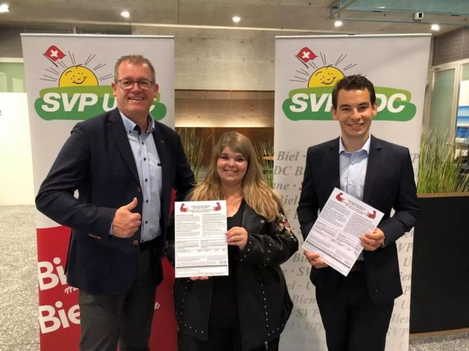 Die Ortspartei wirbt für ihre Initiative. SVP Biel