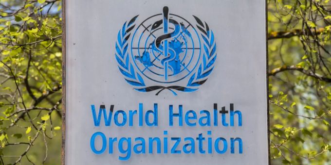 Das Emblem der Weltgesundheitsorganisation WHO. WHO