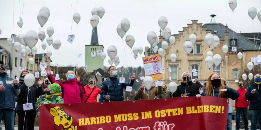 Proteste gegen die Schliessung des Haribo-Werks