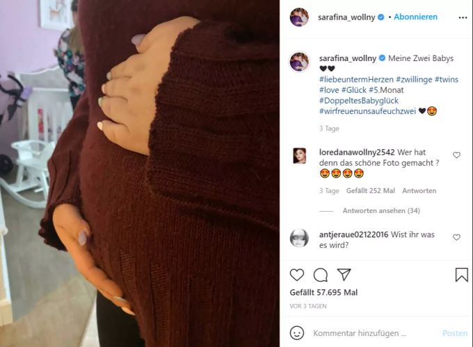 Serafina Wollny zeigt ihren Zwillings-Babybauch. Serafina Wollny