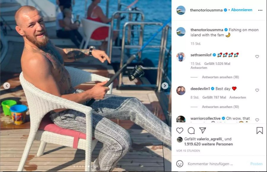 McGregor entspannt sich auf Moon-Island.