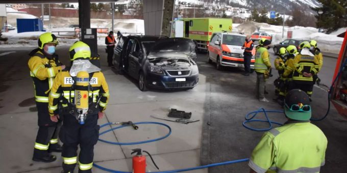 Samedan GR: Von der Übung direkt in den Ernsteinsatz. Samedan GR: Von der Übung direkt in den Ernsteinsatz