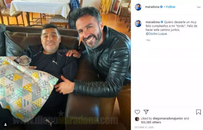 Dieses Foto postete Diego Maradona einen Monat vor seinem Tod. Diego Maradona