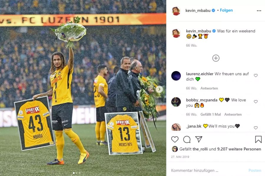 Kevin Mbabu bei seiner Verabschiedung im Berner Wankdorf-Stadion.