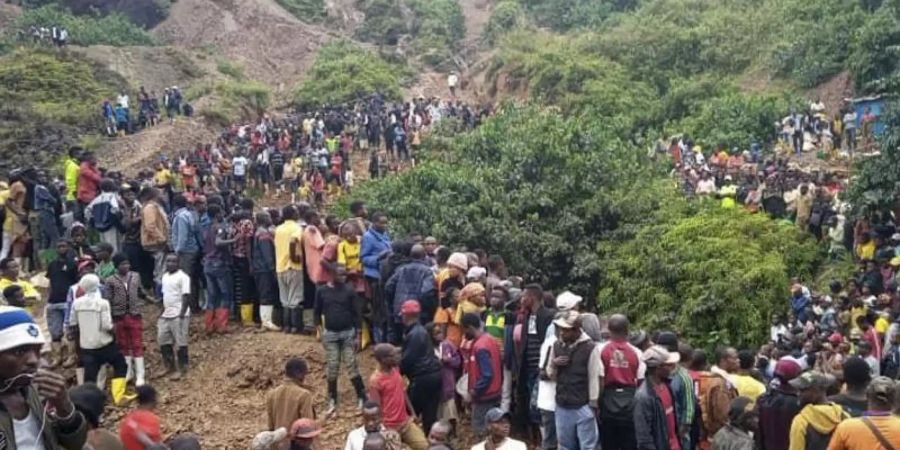 Die Goldmine in Kamituga in der Provinz Süd-Kivu ist am Freitag nach heftigen Regenfällen und Überschwemmungen eingestürzt. Foto: Jeff Mwenyemali/Maisha RDC/AP/dpa