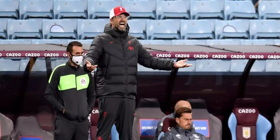 Jürgen Klopp , Trainer des FC Liverpool, gestikuliert an der Seitenlinie. Foto: Peter Powell/PA Wire/dpa