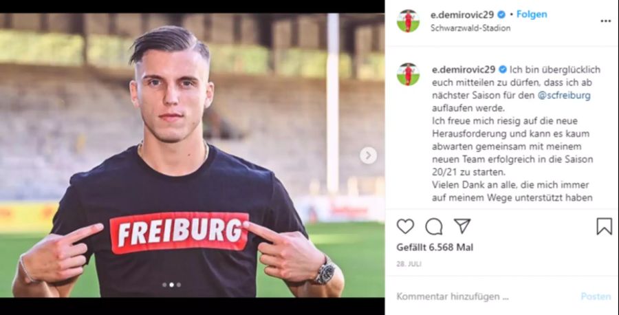 Ermedin Demirovic verkündet Ende Juli seinen Wechsel zum SC Freiburg.