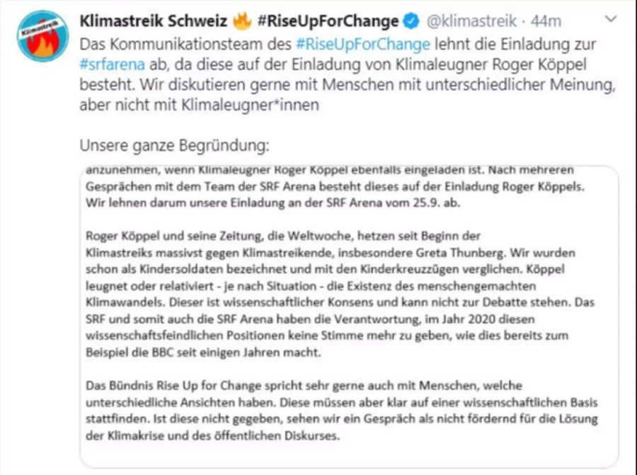 Klimastreik Tweet