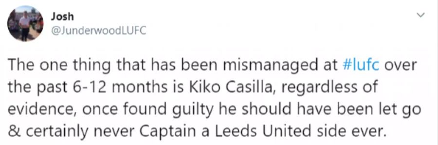 «In den letzten 6-12 Monaten hat Leeds nur einen Fehler gemacht. Casilla wurde schuldig gesprochen, er hätte den Verein verlassen müssen. Und sicher nie als Captain von Leeds United auflaufen.»