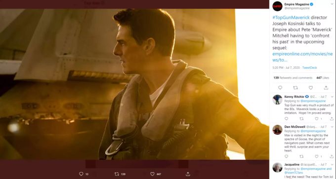 Filmausschnitt von Top Gun 2 mit Tom Cruise. top gun tom cruise