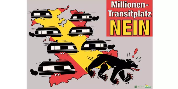 Das neue Plakat des Referendumskomitees gegen den Transitplatz Wileroltigen. jsvp