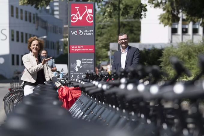 Ursula Wyss bei der Eröffnung des Veloverleihsystems «Velo Bern» im Juni 2018. Ursula Wyss velo Bern