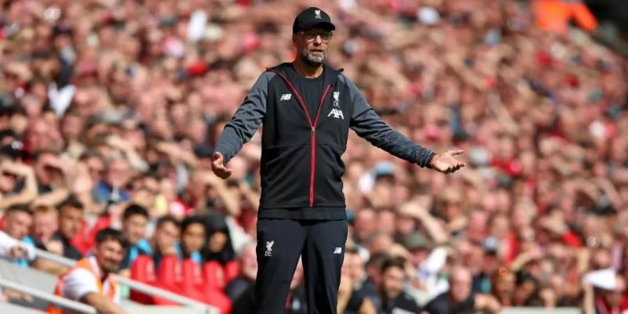 Trainer Jürgen Klopp trifft am Wochenende mit dem FC Liverpool auf den Tabellendritten Leicester City. Foto: Nigel French/PA Wire/dpa