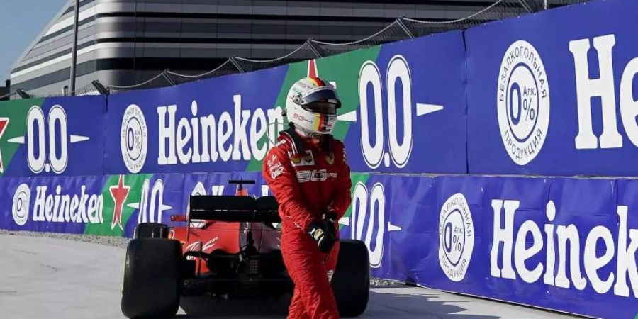 Sebastian Vettel musste seinen Ferrari abstellen. Foto: Angela Baldo/ZUMA Wire