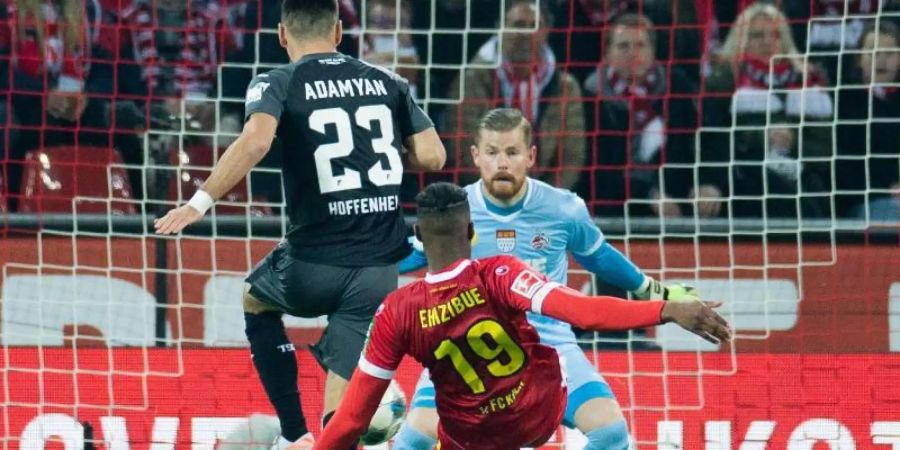 Sargis Adamyan (23) brachte mit seinem Tor zum den 1:1 Hoffenheim in Köln auf die Siegerstrasse. Foto: Rolf Vennenbernd/dpa