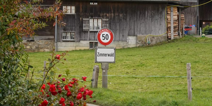 Ortsschild von Zimmerwald.