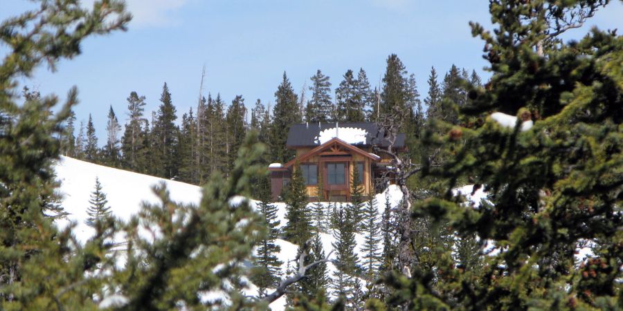 Nadelbäume Schnee Holzhütte