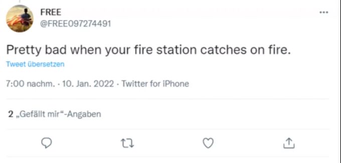 Das Netz macht sich über den Brandfall lustig. Screenshot Twitter