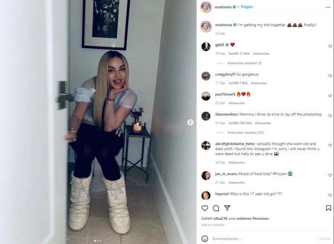 Madonna grüsst provokativ vom Klo: «Ich kriege endlich meinen Scheiss auf die Reihe.» Madonna