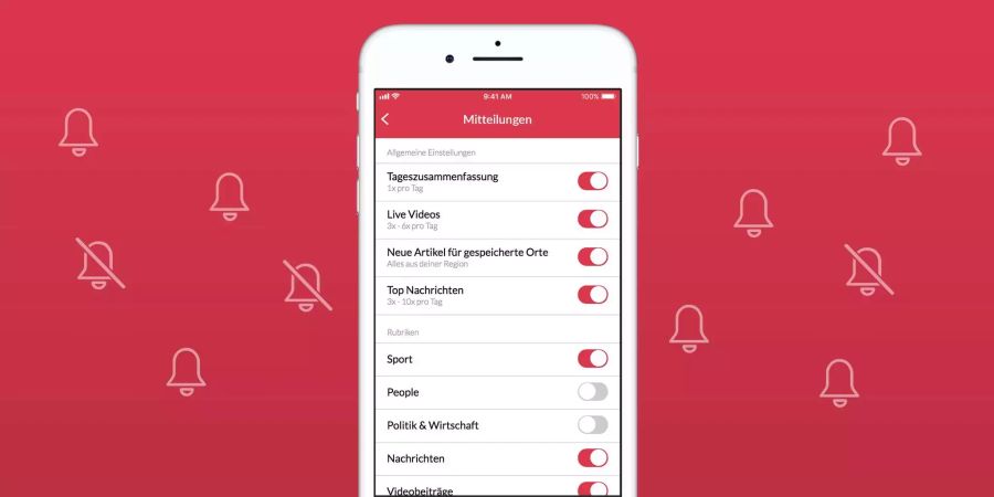 Du willst ständig auf dem Laufenden bleiben? Bestimme jetzt bei "Mitteilungen anpassen", wie oft wir dich per Push Nachrichten informieren sollen. Nur News aus deiner Stadt sind für dich relevant? Kein Problem, alles ist einstellbar.