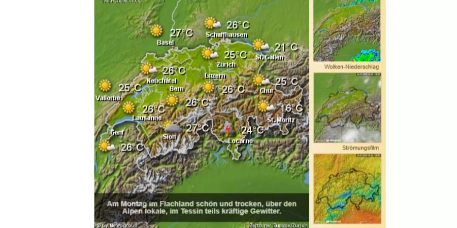 Im Tessin werden heftige Gewitter erwartet.